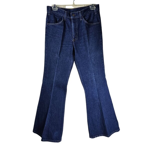 1980s Vintage Levi's 364 Bell Bottom Jeans 33x32 Orange Tab Zip Fly Cotton Flare - Picture 1 of 8